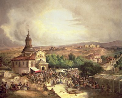 Pilgrimsfärd till San Isidro (olja på duk) av School Spanish