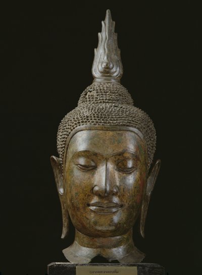 Buddhas huvud i meditation (brons) av School Thai