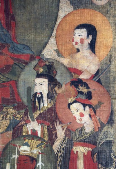 Tibetansk kultur: Tejaprabha Buddha omgiven av planetgudar. Tempera på siden, storlek : 104x67, tidigt 1100-tal, State Hermitage, St. Petersburg av School Tibetan