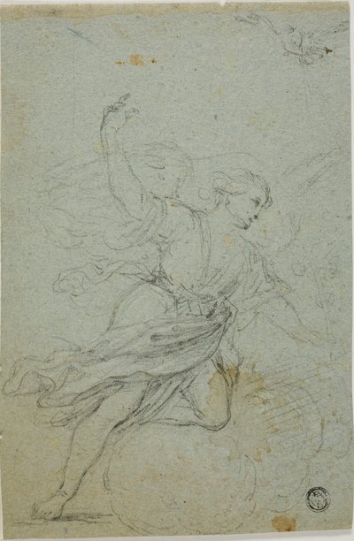 Ängeln Annunciate (recto); Simson och lejonet (verso) av School of Guido Reni