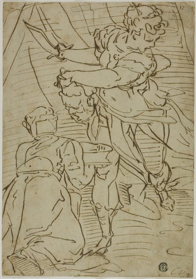 Judith med Holofernes huvud av School of Luca Cambiaso