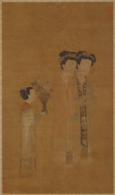 Hovdamer och skötare, Mingdynastin, 1500-talet. av School of Tang Yin