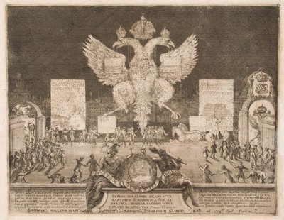Fyrverkerier i Moskva den 1 januari 1704 i samband med intagandet av den svenska fästningen Nyenskans, 1705 av Schoonebeek