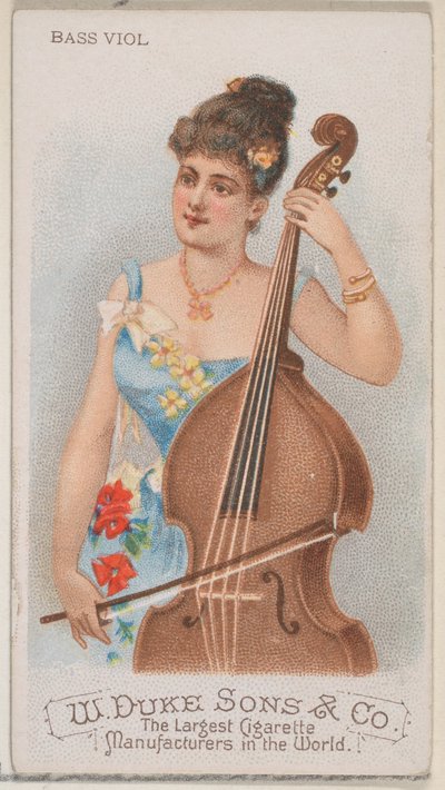 Bassviol, från Musical Instruments-serien N82 för cigaretter av märket Duke, 1888., 1888. av Schumacher and Ettlinger