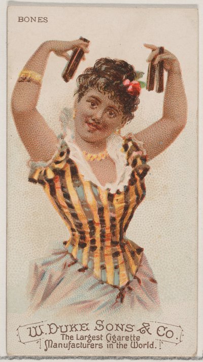 Bones, från Musical Instruments-serien N82 för cigaretter av märket Duke, 1888., 1888. av Schumacher and Ettlinger
