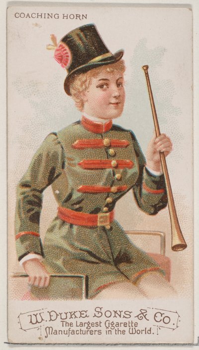 Coaching Horn, från Musical Instruments-serien N82 för cigaretter av märket Duke, 1888., 1888. av Schumacher and Ettlinger
