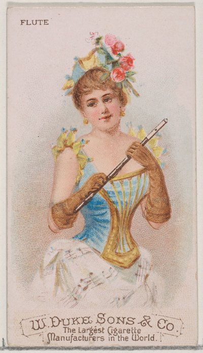 Flöjt, från Musical Instruments-serien N82 för cigaretter av märket Duke, 1888., 1888. av Schumacher and Ettlinger