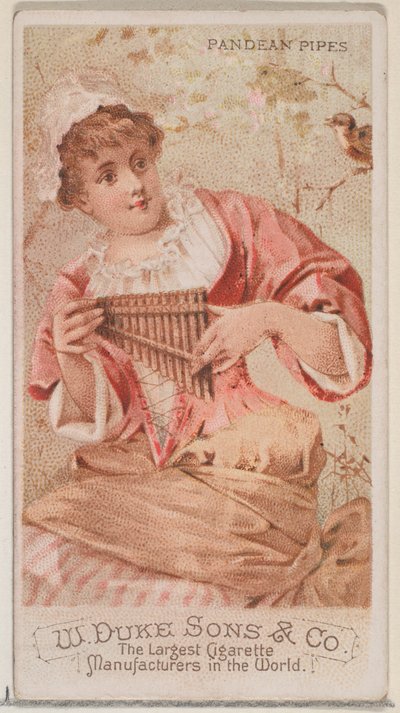 Pandean Pipes, från Musical Instruments-serien N82 för cigaretter av märket Duke, 1888., 1888. av Schumacher and Ettlinger