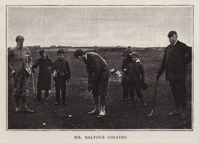 Den brittiske konservative politikern Arthur Balfour spelar golf (s/v foto) av Scottish Photographer