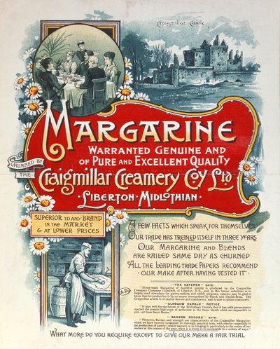 Annons för margarin producerat av Craigmillar Creamery av Scottish School