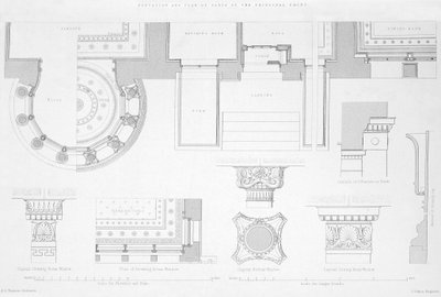 Exteriör och interiör detaljer av Holmwood, Glasgow (gravyr) av Scottish School