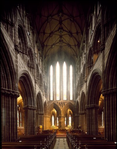 Gotisk konst: utsikt över det inre av Glasgow Cathedral. 1100-talet. Skottland av Scottish School