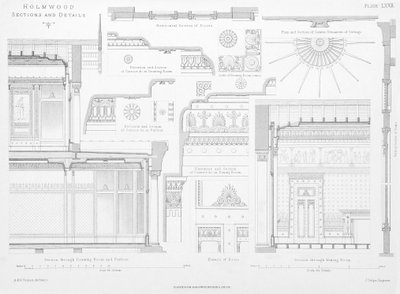 Inredningsdetaljer av Homwood, Glasgow (gravyr) av Scottish School