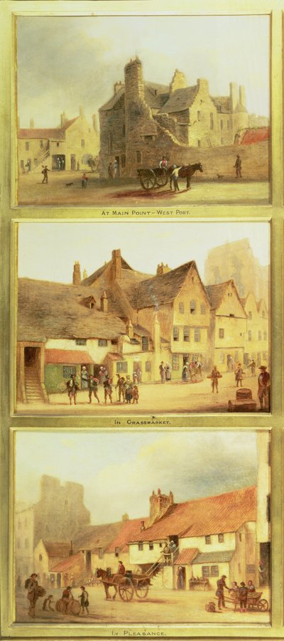 Main Point West Port, Grassmarket och Pleasance, detalj från Edinburgh: Nine Views of the Old Town av Scottish School