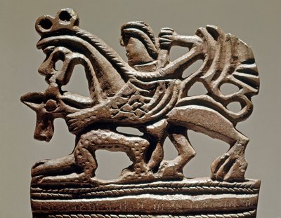 Art Scythian (skytisk eller skytisk civilisation): Apollo på en griffin - 300-talet f.Kr. - Tankprydnad i brons - Eremitagemuseet, Sankt Petersburg av Scythian