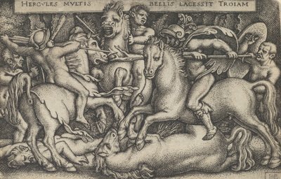 Hercules Fighting Against the Trojans, från The Labours of Hercules, 1545. av Sebald Beham