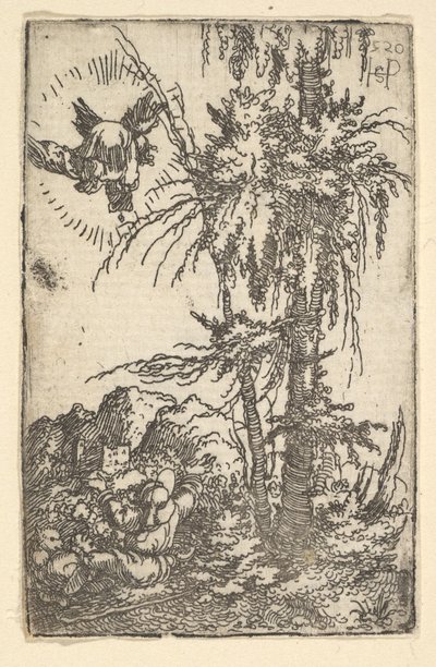 Joachim tar emot löftet om jungfruns födelse, 1520. av Sebald Beham