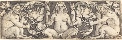 Prydnad med tre satyrer av Sebald Beham
