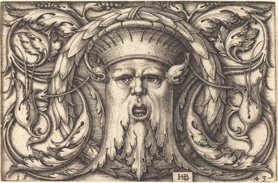 Prydnad med en mask av Sebald Beham