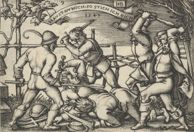 Bondebråk, från Bondefesten eller de tolv månaderna, 1547. av Sebald Beham
