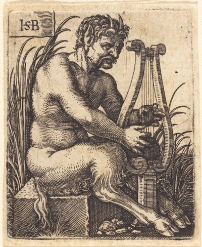 Satyr som spelar lyra av Sebald Beham