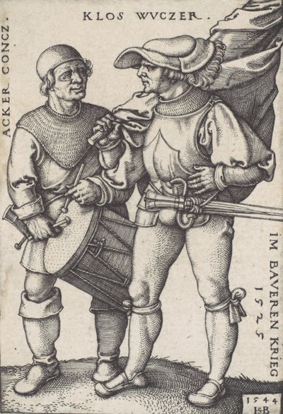 Fanbärare och trummis, 1544. av Sebald Beham