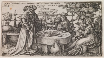 The Prodigal Son Wasting his Fortune, från serien "The History of the Prodigal Son" av Sebald Beham