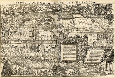 Typus Cosmographicus Universalis (Weltkarte), um 1532 von Sebastian & Holbein Hans the Younger Münster