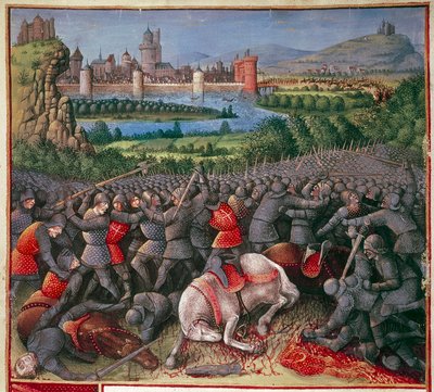 Slaget under First Crusade Peoples Crusade, 1096-1099, c1490 av Sebastian Marmoret