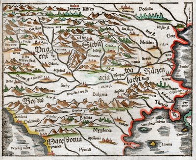 Östeuropa och Balkan 1575 av Sebastian Munster