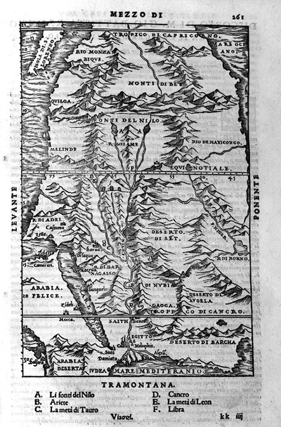 Nilens lopp - i "" Cosmographia"" av Sebastiano Munster av Sebastian Munster