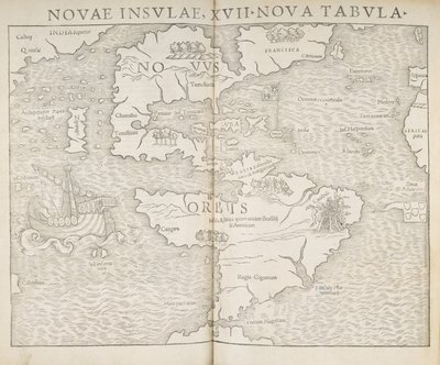 Karta över Nordamerika, New Islands, 17 nya kartor, Sebastian Munster av Sebastian Munster