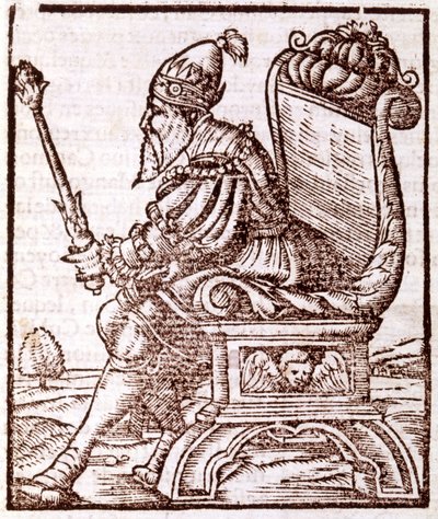 Qubilai (Kubilai Khan, förste kejsare av den mongoliska Yuan-dynastin (1215-1294) - i "" Cosmographia"" av S. Munster. Paris av Sebastian Munster