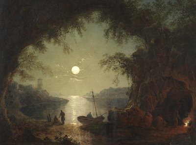 A Moonlit Cove (olja på duk) av Sebastian Pether
