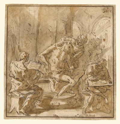 Senecas död (recto); Studie av en man (verso) av Sebastiano Ricci