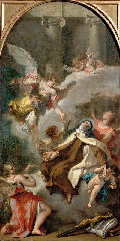 The Vision of Saint Teresa of Avila (1515-1582) - Sebastiano Ricci (1659-1734). Olja på duk, ca 1728. Mått: 71,5x37 cm. Konsthistoriska museet, Vienne av Sebastiano Ricci