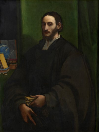 Porträtt av en humanist, ca 1520 (olja på pannå överförd till hårdpapp) av Sebastiano del (c.1485-1547) Piombo