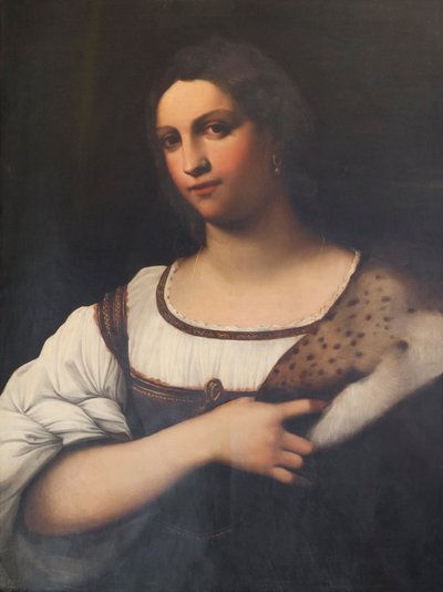 Porträtt av en kvinna, eller Fornarina (olja på panel) av Sebastiano del (c.1485 1547) Piombo