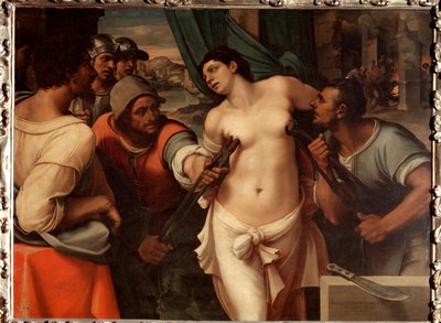 Martyrskapet av St Agatha av Sicilien - olja på trä av Sebastiano del (c.1485 1547) Piombo
