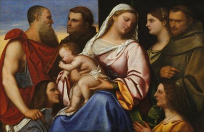 Madonna och barn med heliga och donatorer. av Sebastiano del Piombo