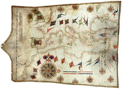 Sjökort över Medelhavet och nordöstra Atlanten av Sebastia?o Lopes