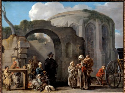 Les tiggare Målning av Sebastien Bourdon (1616-1671) 1600-talets sön. 0,49x0,65 m av Sébastien Bourdon