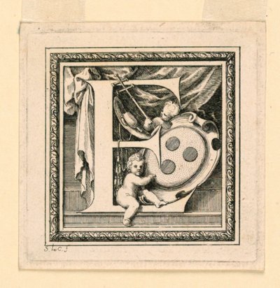Bokstaven E, för Baluzes "General History of the House of Auvergne" av Sebastien Leclerc