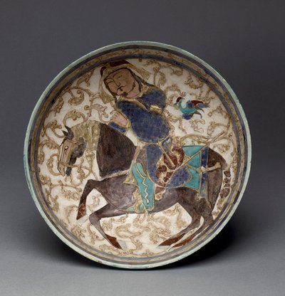 Skål med prins till häst från Iran (dekorerad stenpasta) av Seljuq Dynasty Seljuq Dynasty