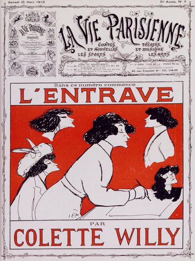 Karikatyr av Colette Willy, pseudonym för Sidonie-Gabrielle Colette (1873-1954) av Sem