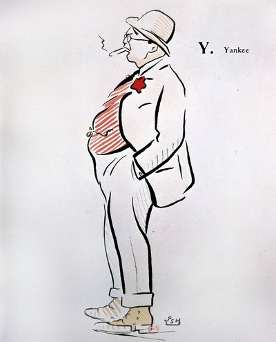 Tecknad film om amerikan i "" Alphabet of Sem"" (1863 - 1934), Y as Yankee, n.d., 1900-talet. av Sem