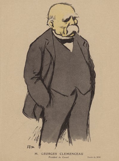 Georges Clemenceau, fransk politiker (färg litho) av Sem