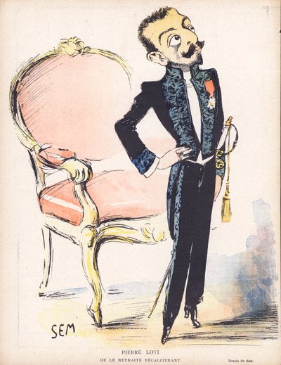 Pierre Loti, fransk sjöofficer och romanförfattare (färg litho) av Sem