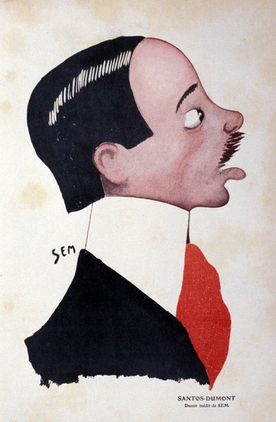 Porträtt av Alberto Santos-Dumont (1873 - 1932), brasiliansk ingenjör och flygteknik av Sem (1863 - 1934). av Sem