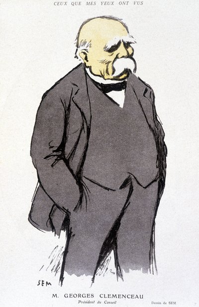 Porträtt av Georges Clémenceau - dess. av Sem (1863 - 1934), i "Fantasio" eller 1918-02-01, nr. 265 av Sem